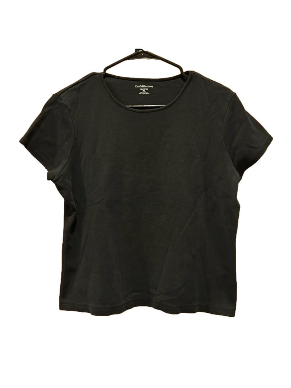Croft & Barrow Black Prima Cotton Short Sleeve Scoop Neck T-Shirt Size Petite L